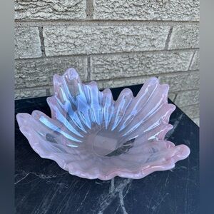 Pink Floral Art Glass Bowl